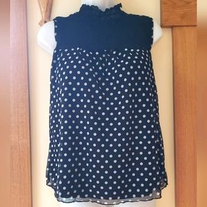 Kim & Cami Mesh Sleeveless Top Black & White Dot Excellent Sz S 4